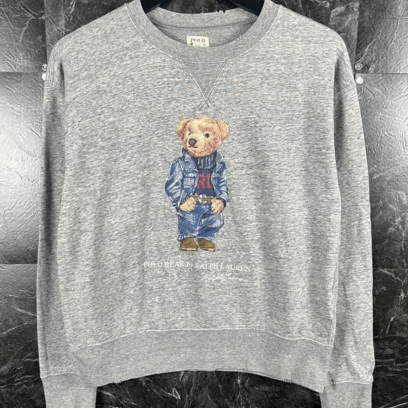 Polo Ralph Lauren Tops - Polo Ralph Lauren Women's Grey Vtg USA Polo Bear Sweatshirt Medium